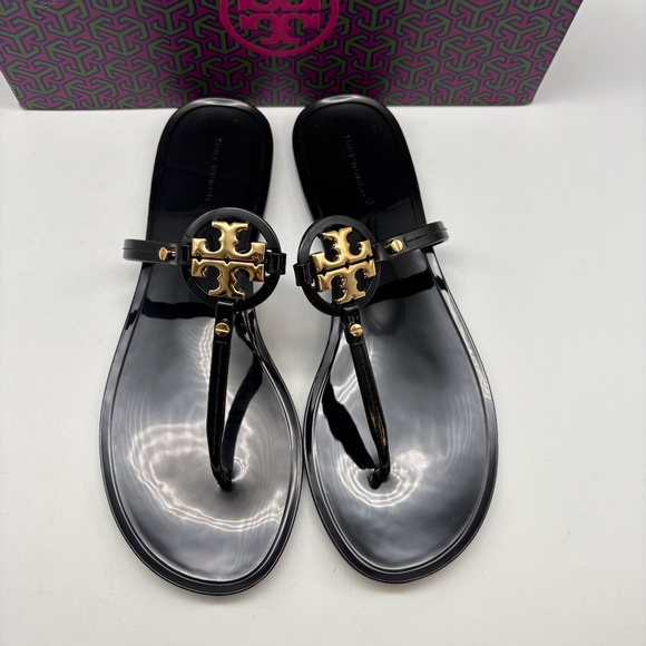 TORY BURCH Mini Miller Jelly Sandals Enamel Black - Picture 3 of 5